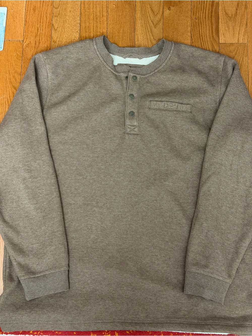 Men’s L.L. Bean Katahdin Iron Works Thermal Henley Size XXL-Tall Brown